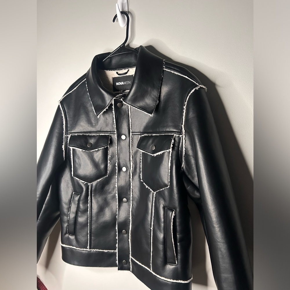 FashionNova Bomber Jacket Black Button Medium Mens